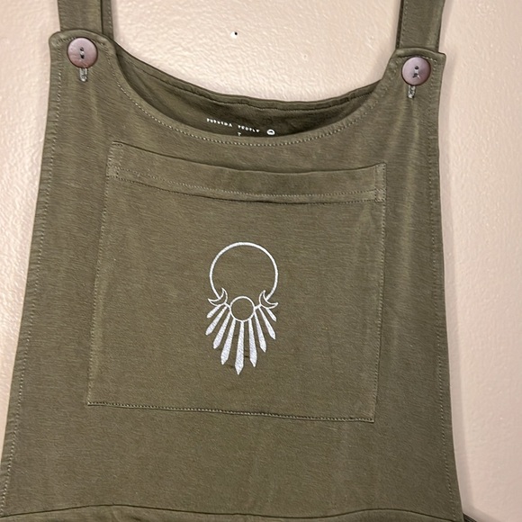 Purusha People Lady of the Cosmos olive green soft overalls - size L - Picture 6 of 16